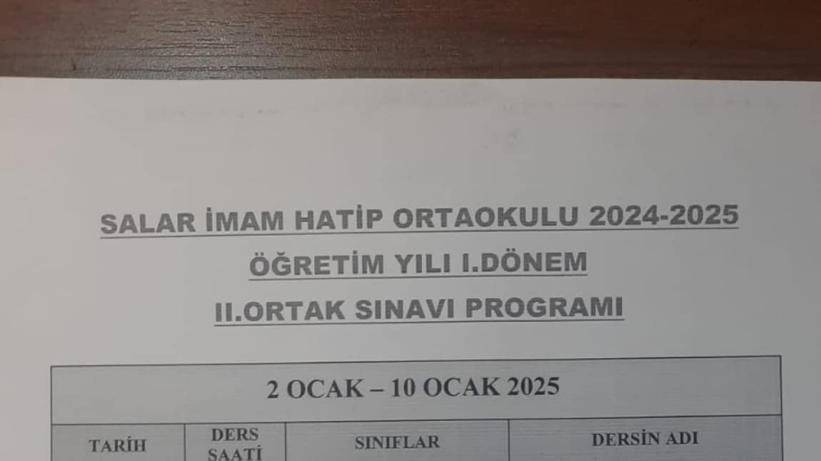 Ortak Sınav Takvimi